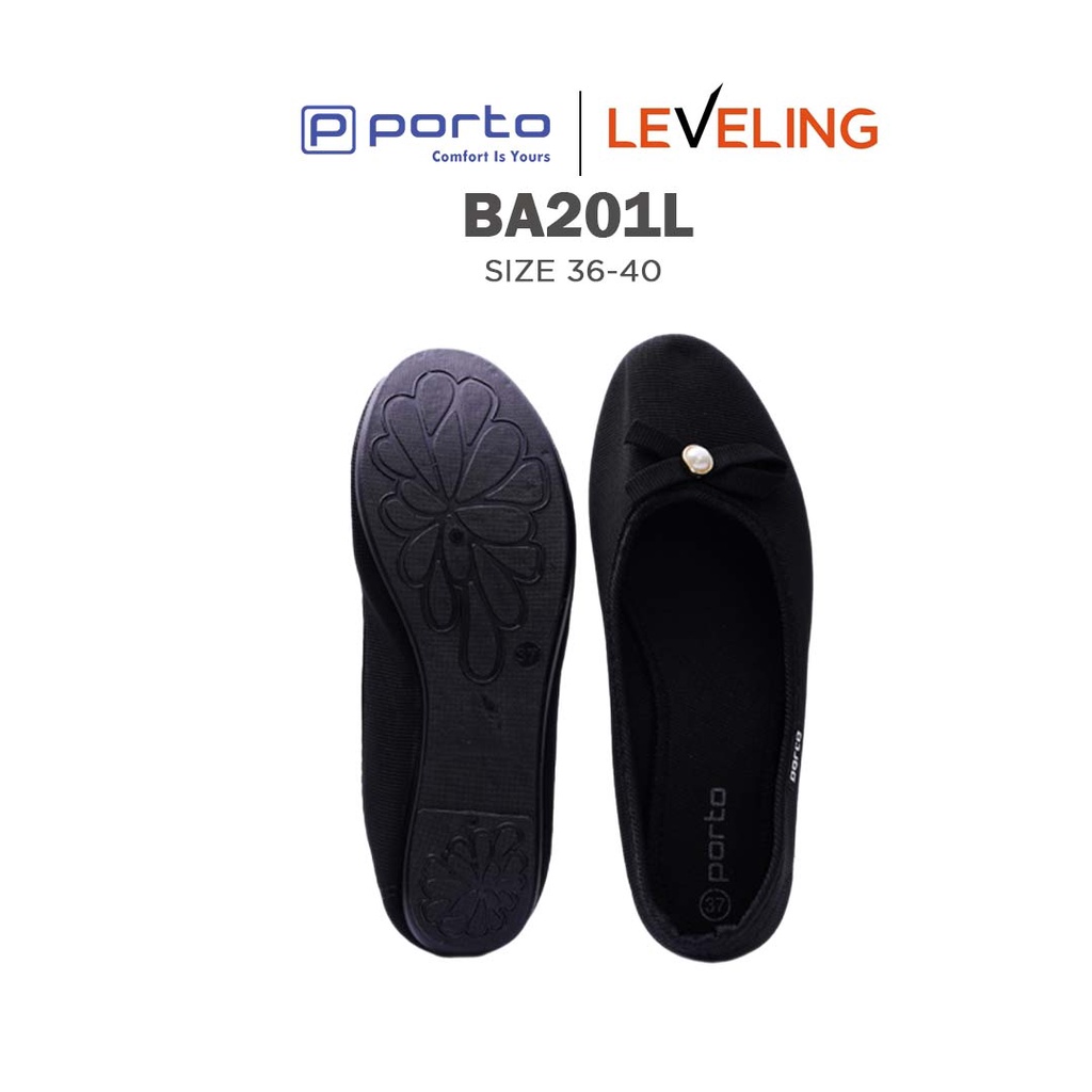 BA201L - Porto Leveling Sepatu Wanita Flatshoes Casual Balet Kain Empuk Original Porto Lady