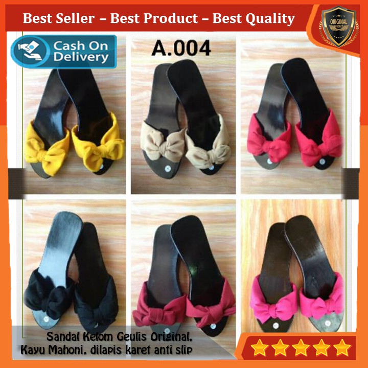 Jual Kelom Gelis Wedges Sandal Wanita Terompah Sendal Kayu Model, Kelom ...