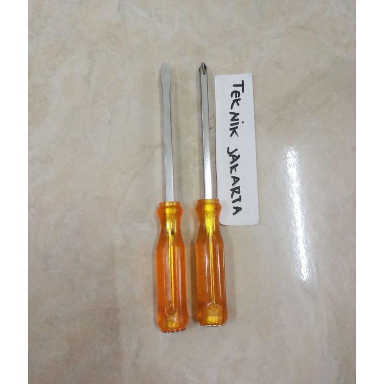 Produk Terbaik] Obeng Ketok Set 4&quot; Min Dan Plus Go Trhru (2Pcs)