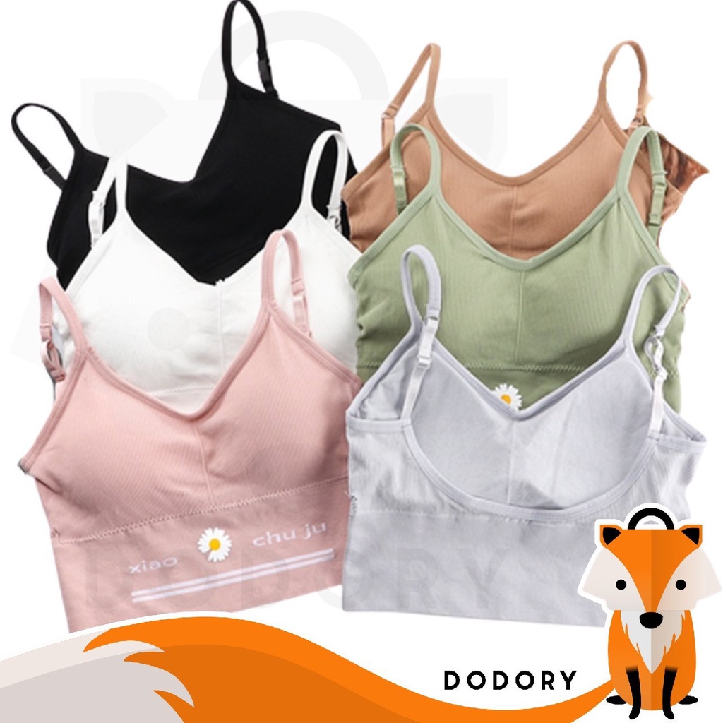 DODORY BRA534 Bra Tanpa Kawat Pakaian Dalam Wanita Polos Motif Bunga Tali Bra Olahraga Sportbra Gym