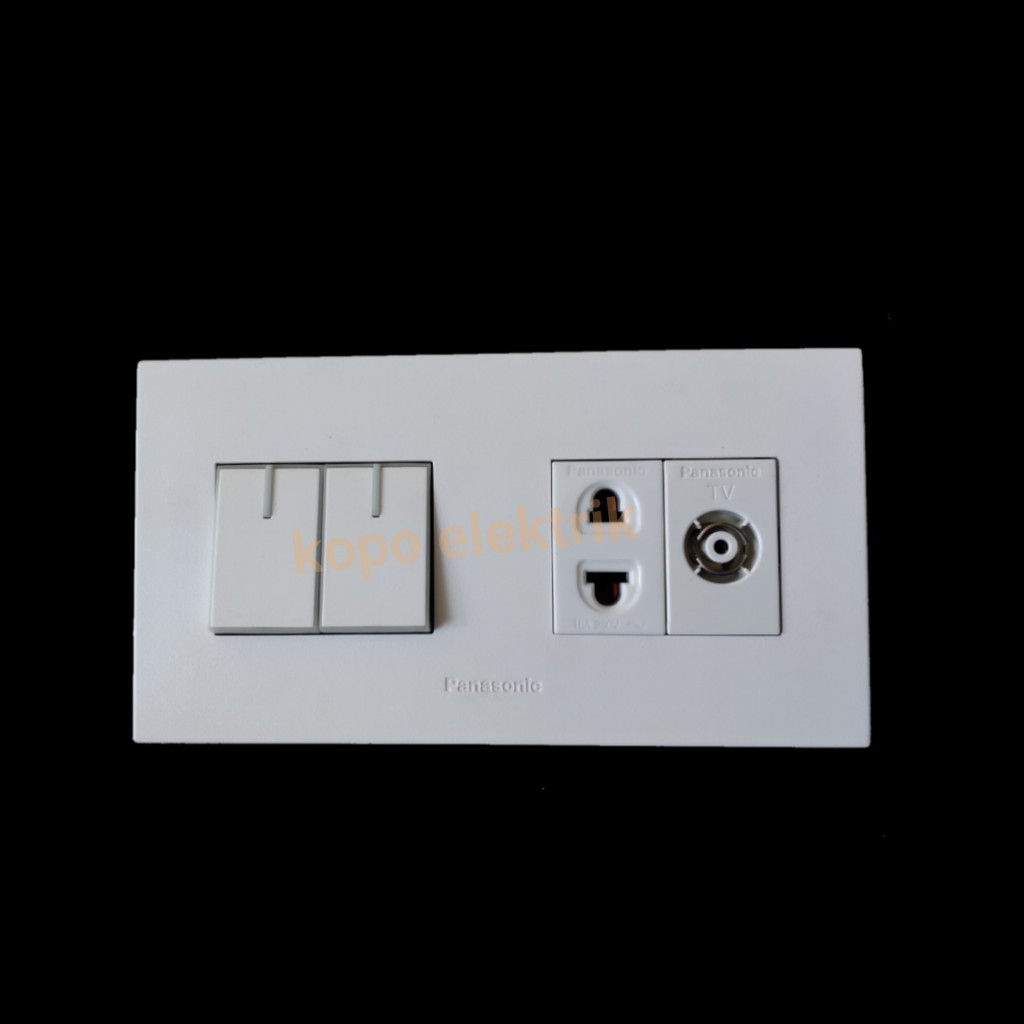 Panasonic Saklar Seri, Stopkontak + Socket TV Tanam 2 Gang Style White Minimalis