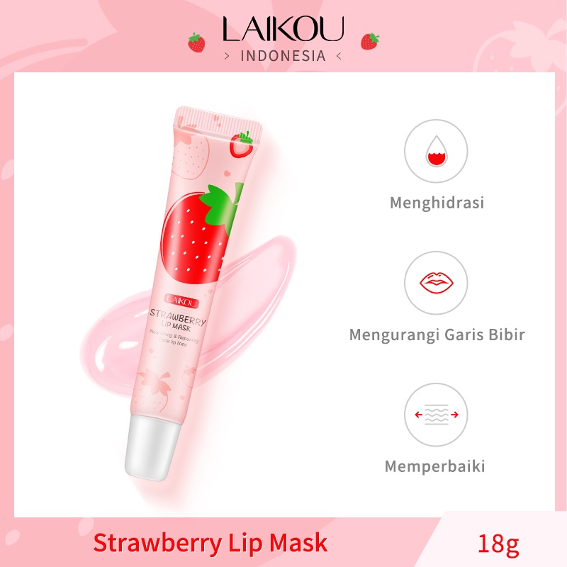 LAIKOU Strawberry Lip Mask Memperbaiki Garis Bibir Pelembab Bibir 18g