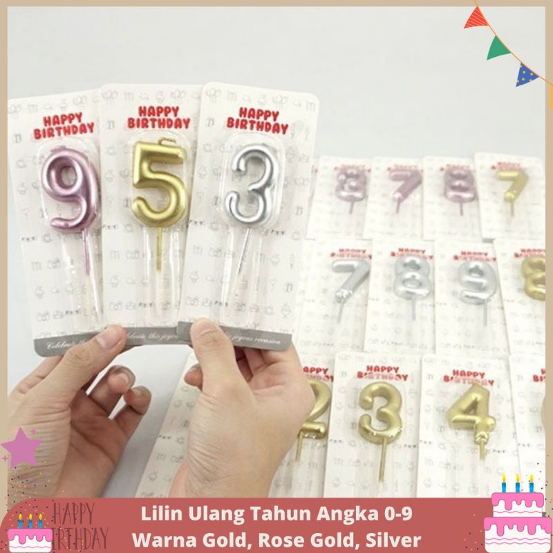 Lilin Angka Tangkai Chrome Gold Silver Rosegold