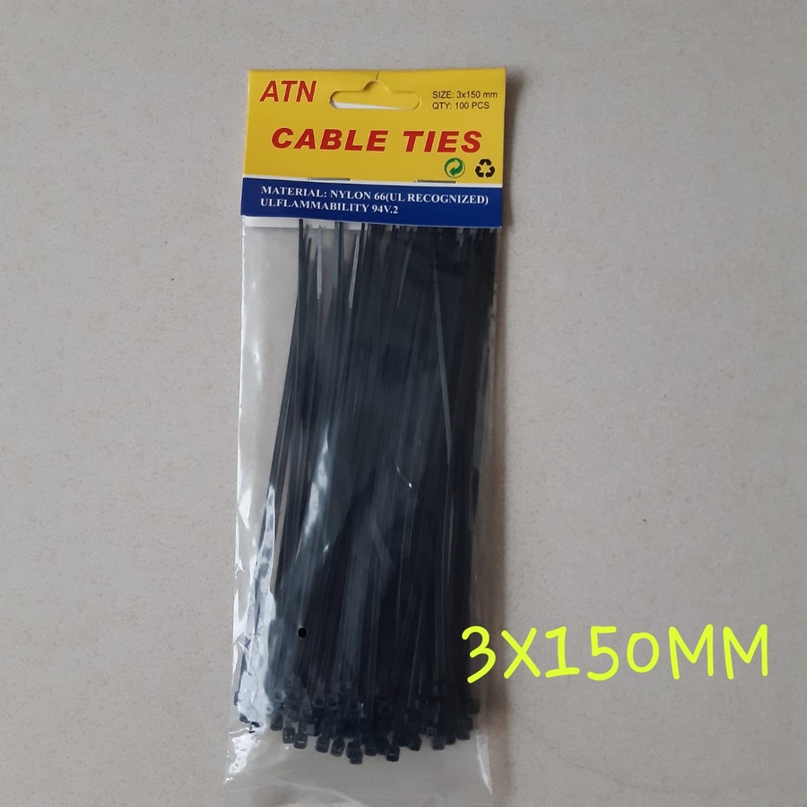 Kabel Ties 15 cm (3x150 mm) /Cable tie/Kabel Tis Putih/Hitam