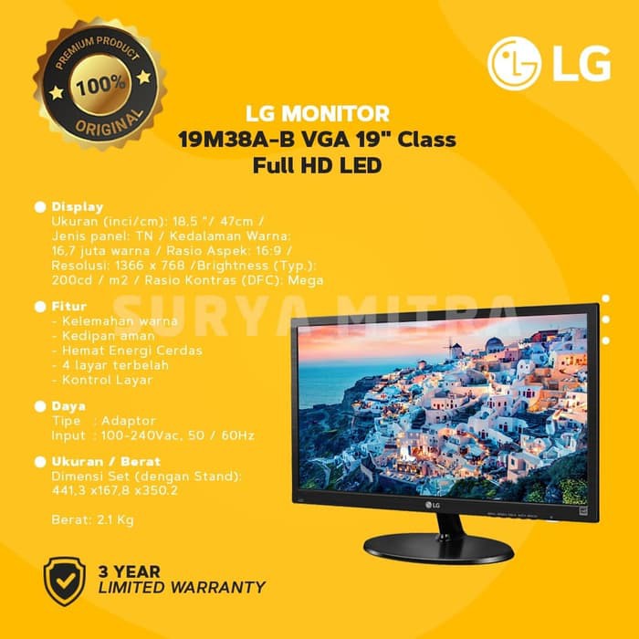 Monitor LG 19&quot; 19M38A VGA