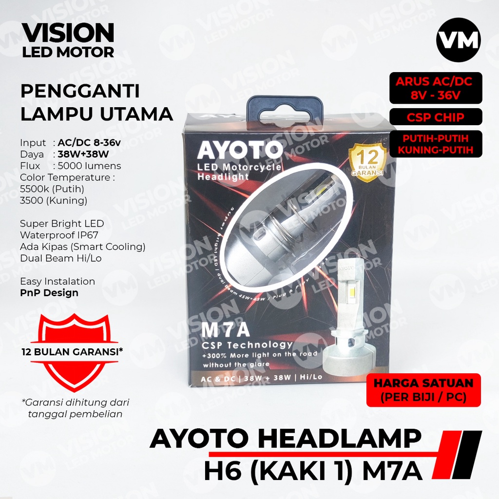 [AYOTO] LAMPU DEPAN (HEADLAMP) H6 LED M7A AC DC MOTOR MATIC / BEBEK