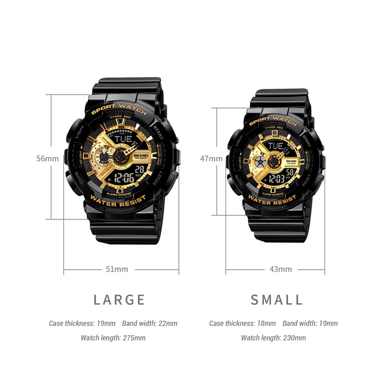 Jam Tangan SKMEI 1834 Fashion Digital Watch Men Shockproof Waterproof Dual Wristwatches LED Chrono