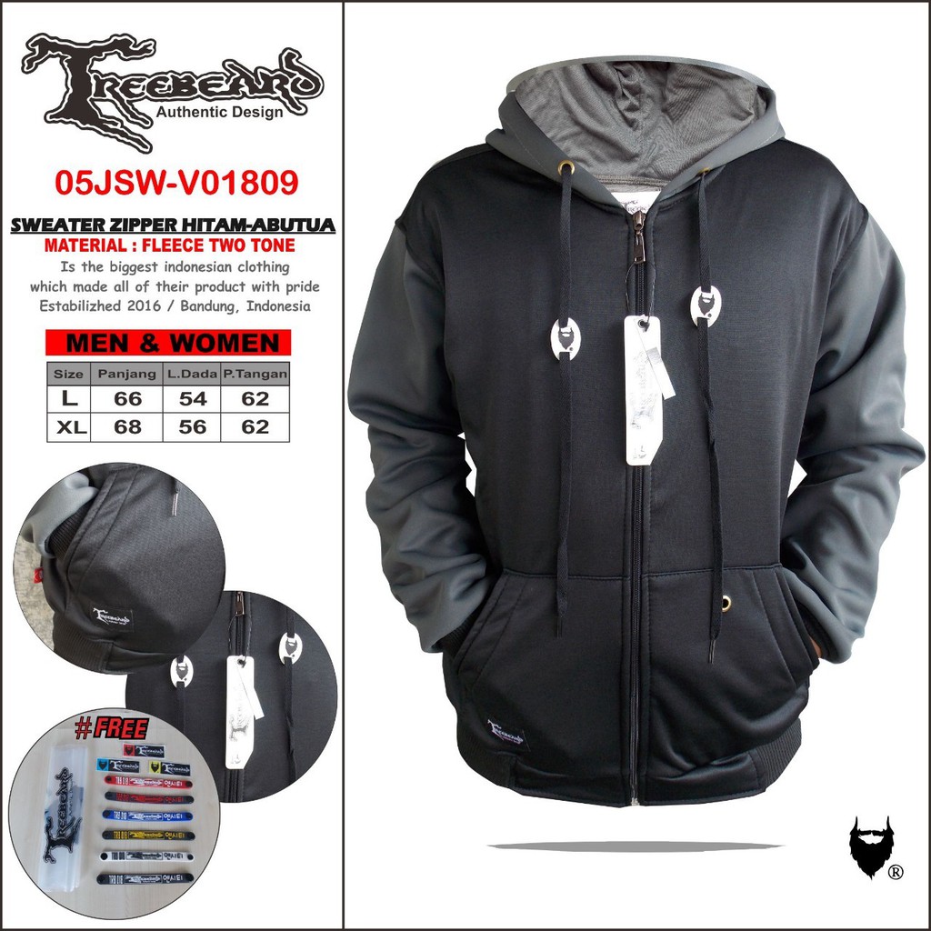 ORIGINAL TREEBEARD ! Jaket Pria Zipper Hoodie Kombinasi Premium - Jaket Hoodie Zipper