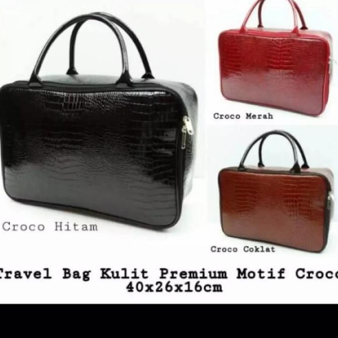 Travel Bag Kulit Premium Motif Croco |Tas jinjing |Tas pakaian