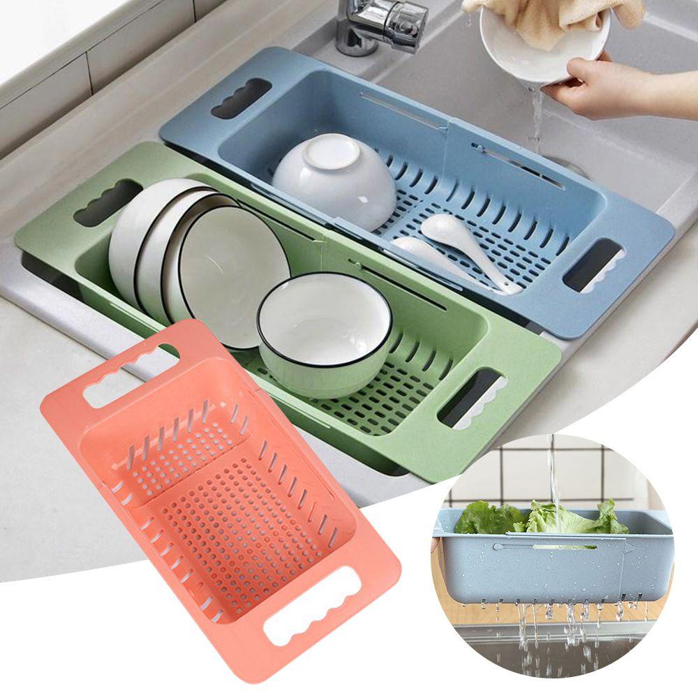 Chookyy Adjustable Drain Basket Bathroom Holder Organizer Keranjang Penyimpanan Buah Drainer Basket Ditarik