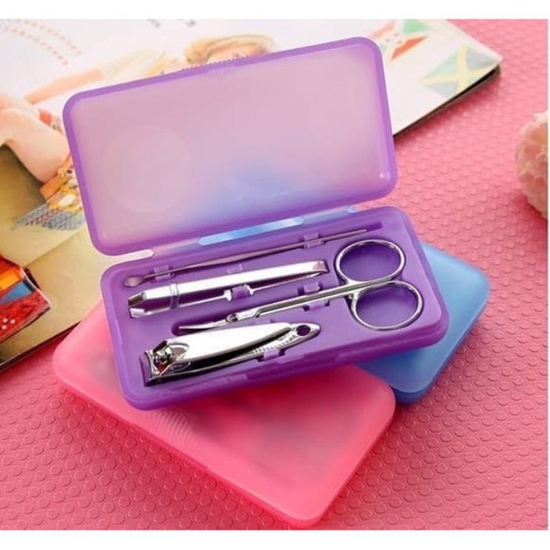 {HM} COD Manicure Pedicure Set Gunting Kuku Korek Telinga Jepit (BOX PLASTIK) terbaru makassar