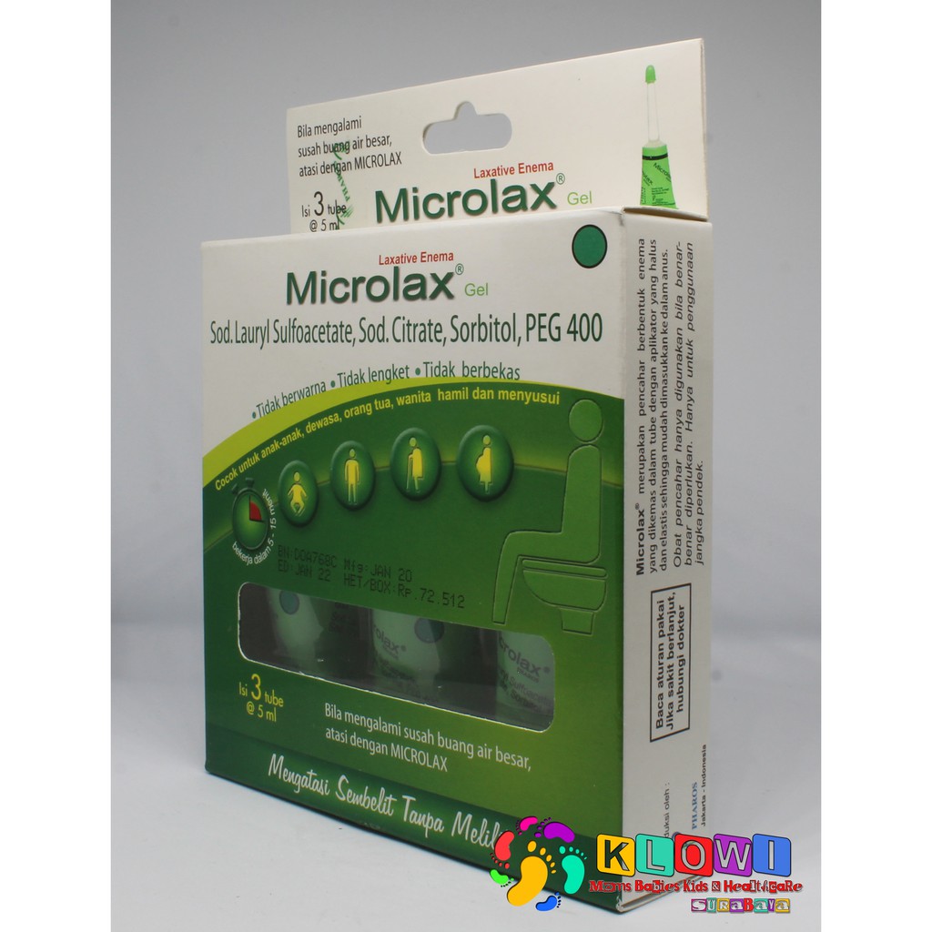 Microlax Gel Isi 3 Tube @ 5 Ml,Cepat Mengatasi Sembelit, Sulit Bab