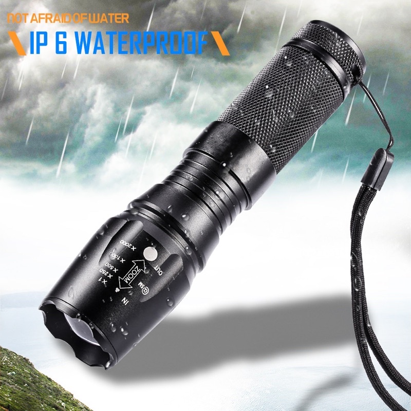 [100% ORIGINAL] TaffLED Senter Tactical LED Cree XML-T6 3000 Lumens + Baterai + Charger + Box - E97 - Black
