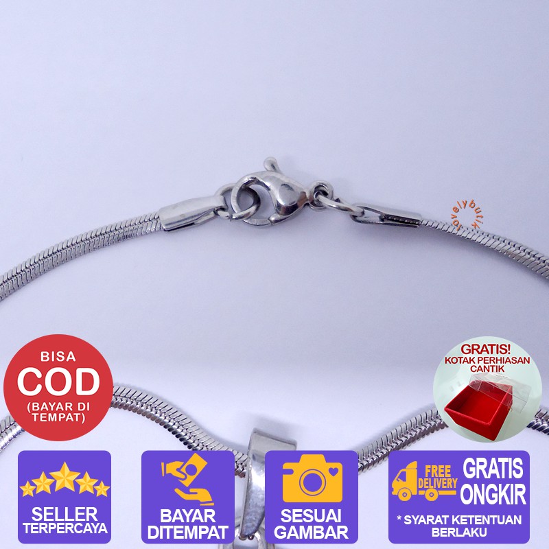 Lovelybutik Honey Kalung Huruf Titanium Anti Karat Inisial G Uk 45 cm BONUS KOTAK PERHIASAN