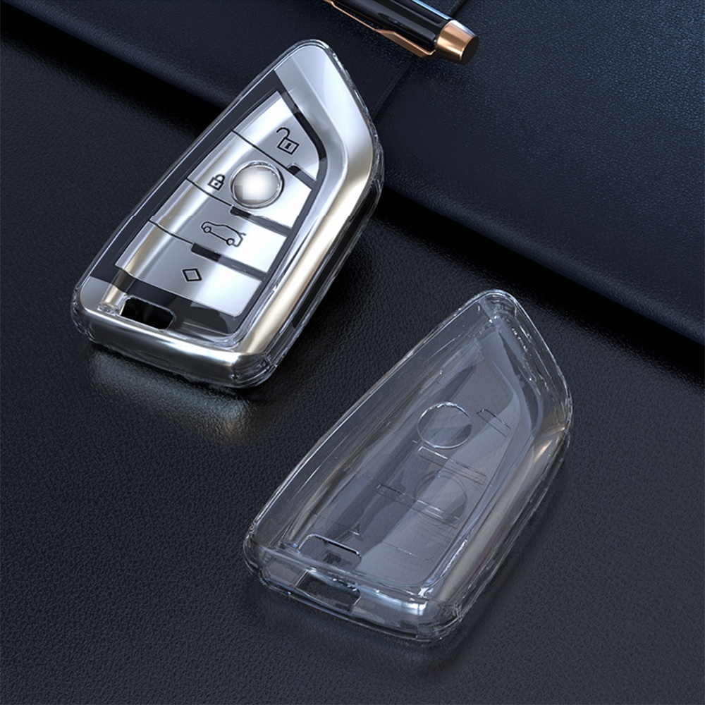Casing Kunci Mobil Bahan TPU Lembut Bening / Ultra Ringan, Dapat Berputar 360 Derajat° Casing Kunci Mobil Airbag Full Proteksi Untuk BWM X3X5 X 6