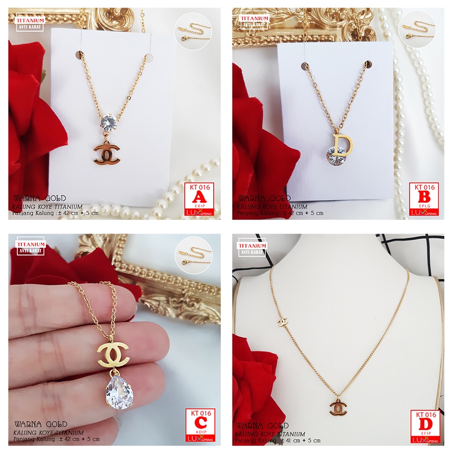 KT 016 Kalung Titanium Wanita Dewasa Mata Sirkon Anti Karat Selamanya Luxx Xuping