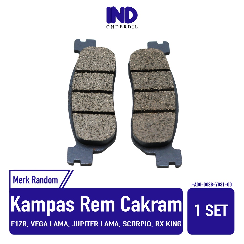 Kampas-Kanvas Rem Cakram Depan Discpad-Dis-Disc-Brake-Dispad F1ZR-F1 ZR/Vega Lama/Jupiter Old/Scorpio Lama/RX King 2 Piston