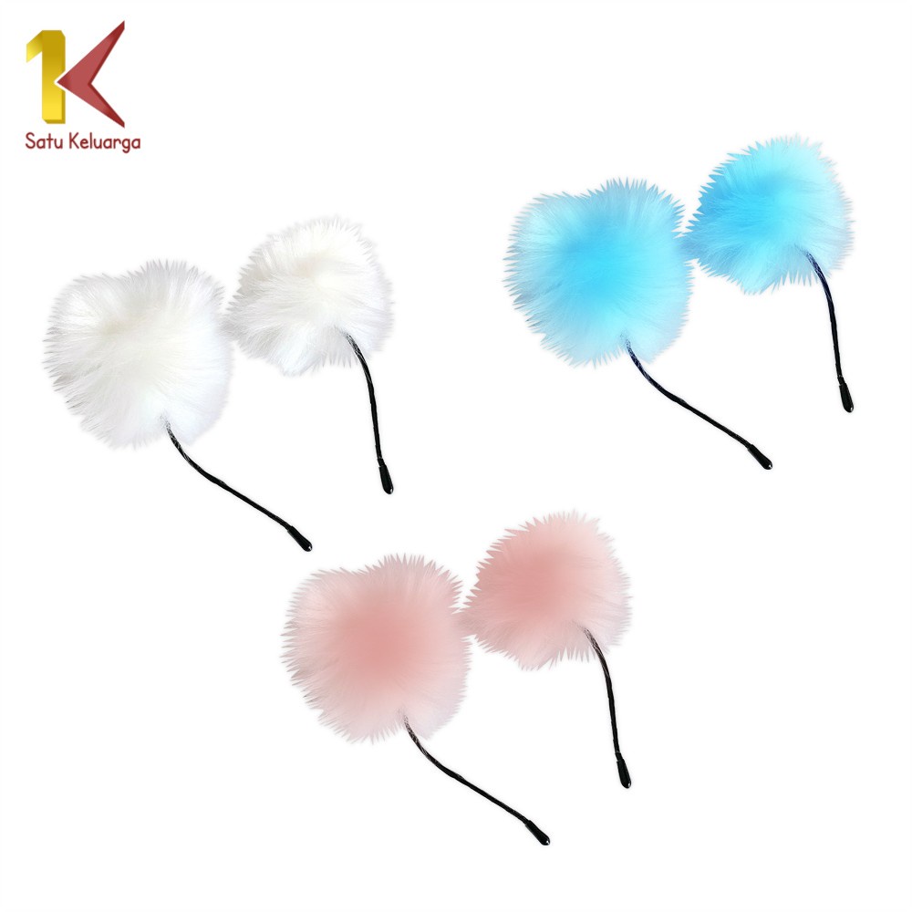 Satu Keluarga Bandana Bulu C491 Bando Korea Motif Kuping Kucing Wanita Lucu / Cosplay Furry Headband