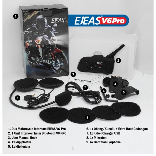 EJEAS V6 Pro Bluetooth Rider Intercom Vnetphone 6 Riders Helmet SENA 6 Riders Helmet