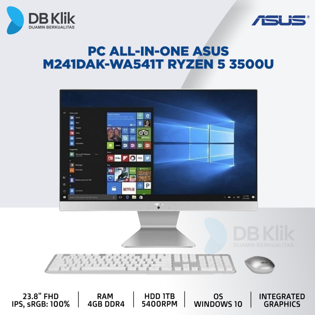 PC AIO ASUS M241DAK-WA541T AMD Ryzen 5 3500U 4GB 1TB Windows 10 23.8"