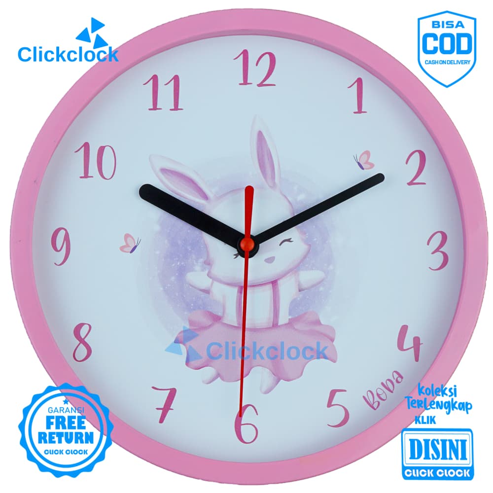 Jam Dinding Analog Animal Rabbit Dancing Boba BB1159 Besar Dekorasi Rumah Unik