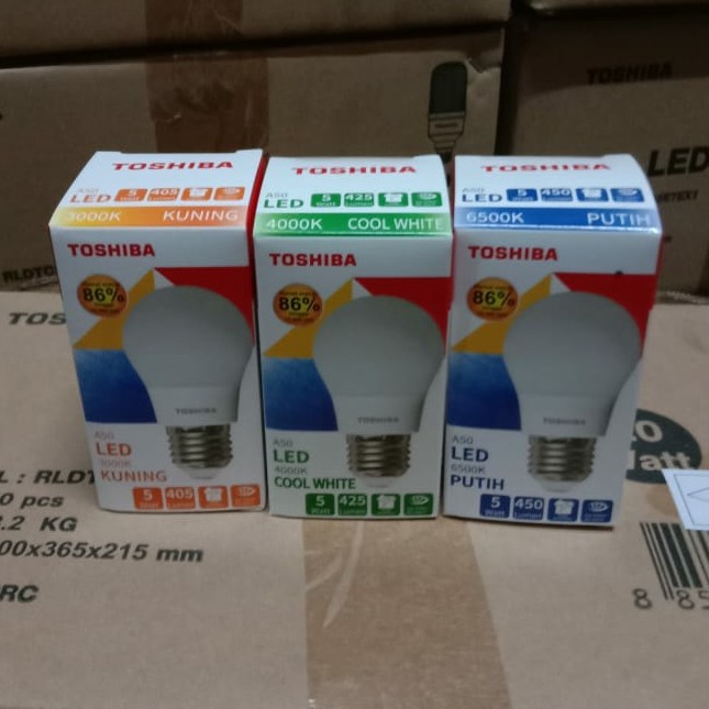 Toshiba bohlam led Lampu Bulb 5w 5Watt / ledbulb 5 watt cahaya putih, kuning, coolwhite
