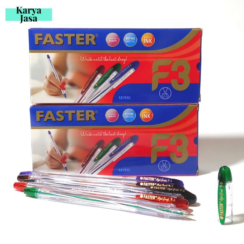 Faster High Grade F-3 Pulpen Hitam Runcing 0.5 mm | Pulpen Faster F3 | Grosir ATK Medan