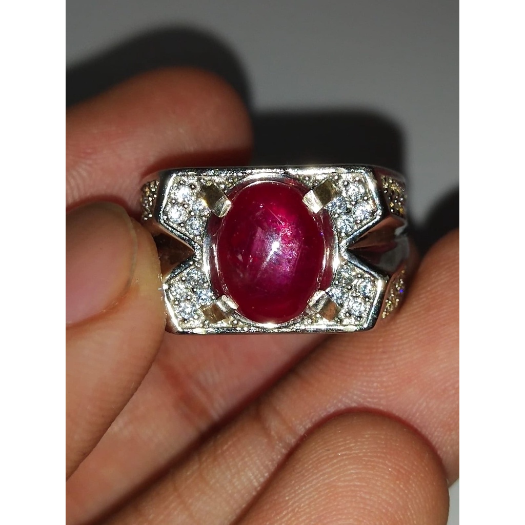 Natural Ruby Star 5.33 Ct Silver Ring Memo ACC