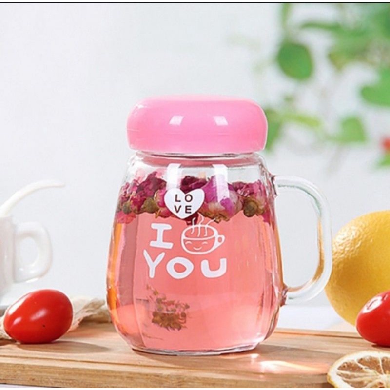 Botol Minum Kaca / Botol Minum Motif Kartun/ Botol Gelas MiniLove