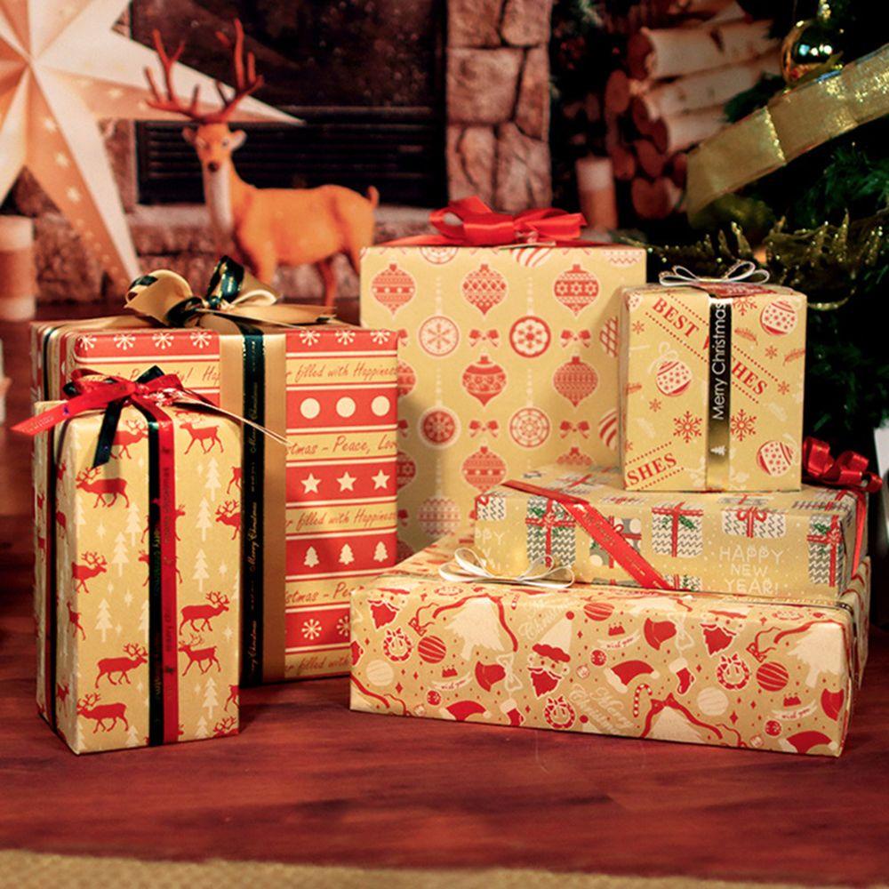 Preva 70x50 cm Natal Wrapping Paper Dekorasi Pesta Pernikahan Snow Elk Xmas Gift Wrap