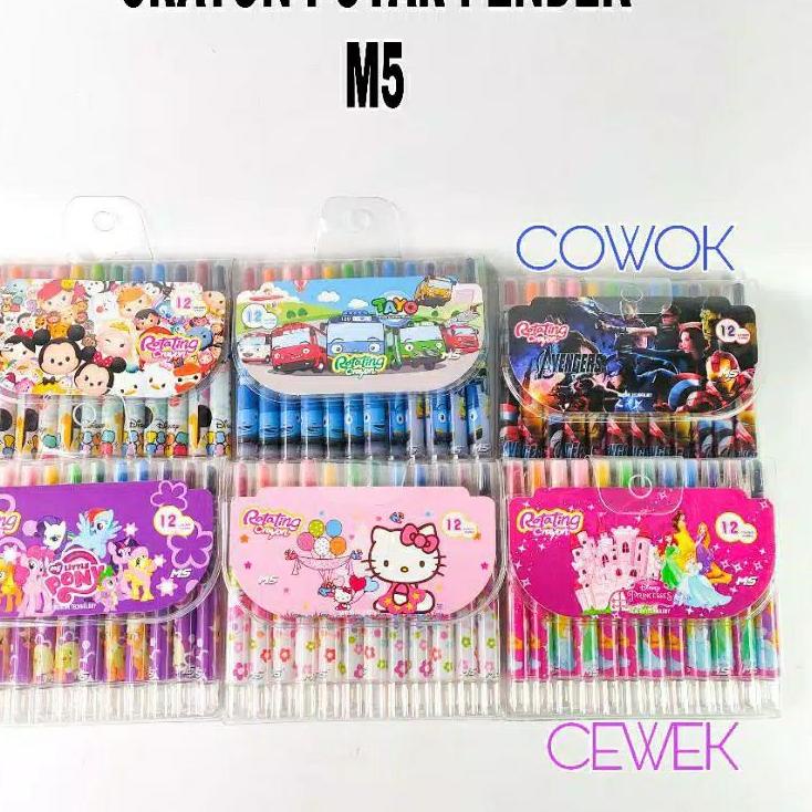 

Terbaru - Crayon Putar Mewarnai PENDEK 13 cm Karakter Kartun