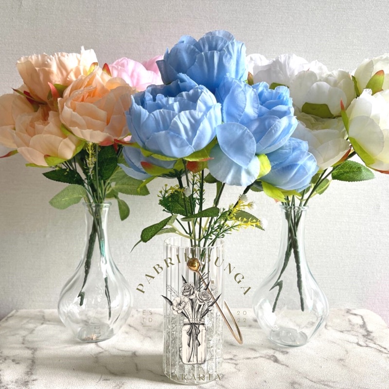 (5 Tangkai) Bunga Peony Besar Premium Import / Bunga Peony Artificial / Bunga Plastik / Bunga Palsu 