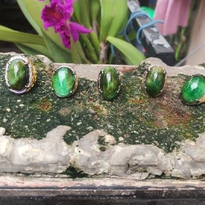 Cincin batu akik pandan suji ijo pandan lumut