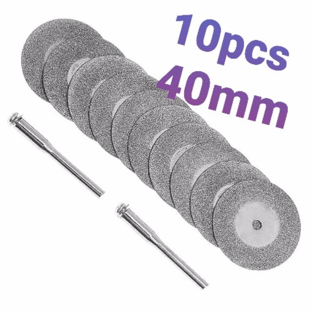 Mata Bor Gergaji Gerinda 40mm Potong Dremel Diamond 10pcs 2 Mandrel