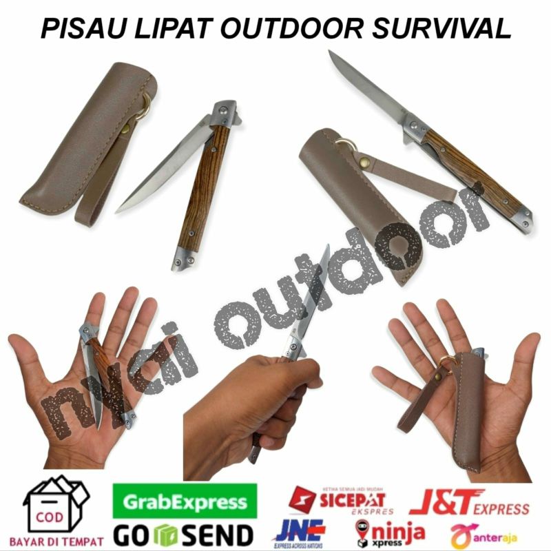 PISAU LIPAT SURVIVAL OUTDOOR + PENUTUP SARUNG PISAU CAMPING