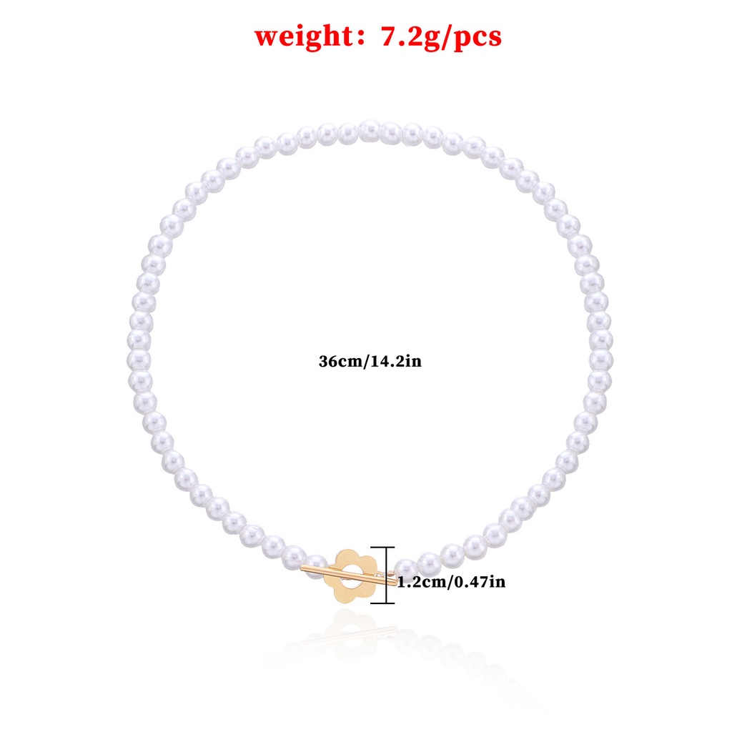 European and American Cross-border Jewelry Trend Simple Ins Short Pearl Clavicle Chain Temperament Fashion Flower OT Buckle Necklace