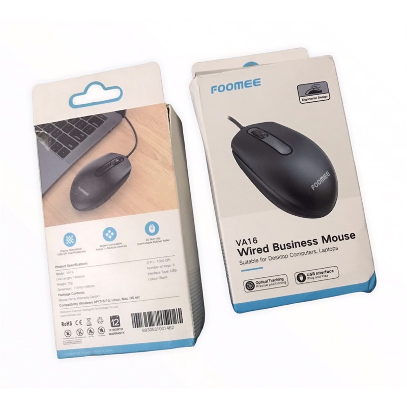 MOUSE FOOMEE VA16 1000 DPI BUSINESS 1.3M BUKAN LOGITECH B100