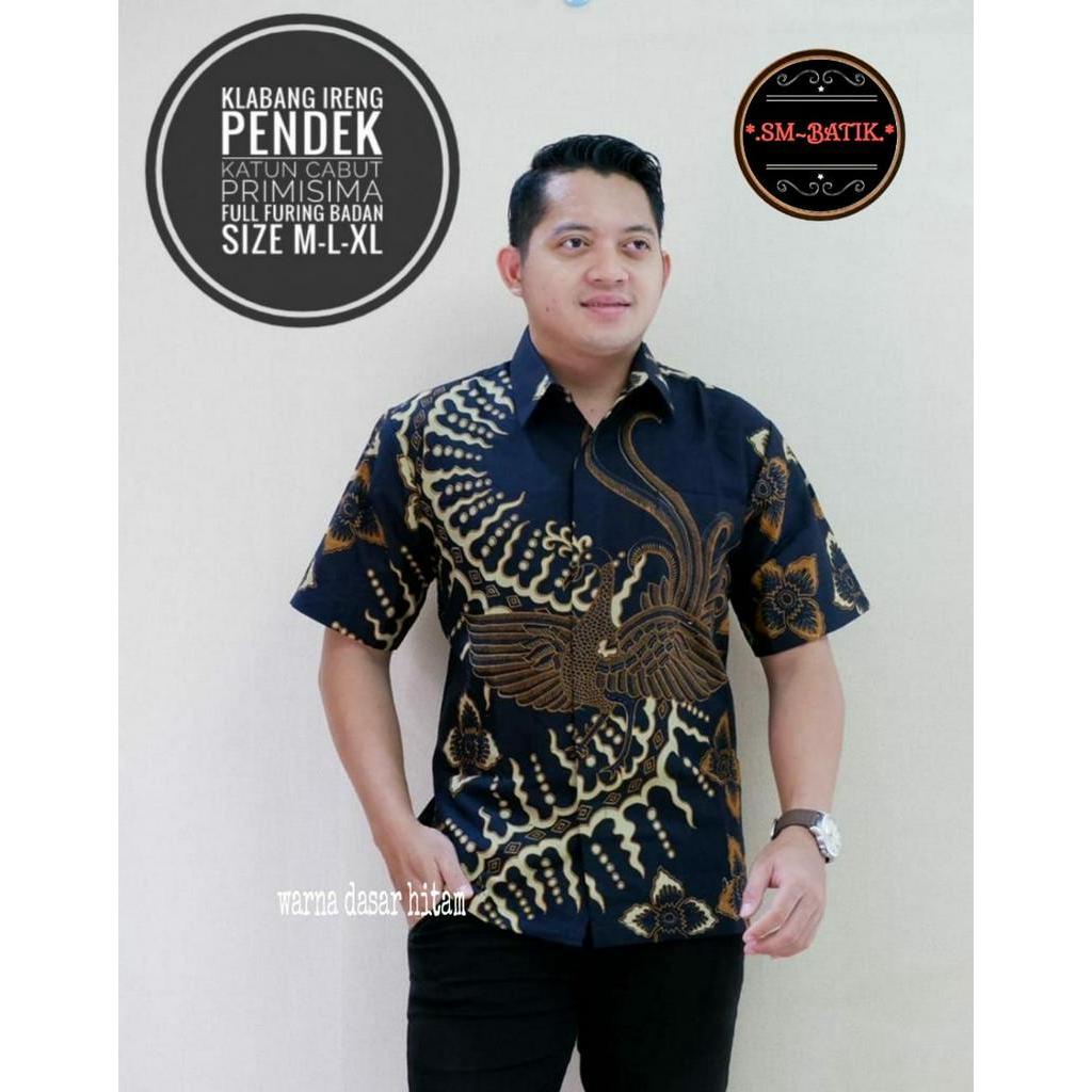 Kemeja Batik Warna Hitam Lengan Panjang Batik Lengan Pendek Hitam Bahan Katun Primisima KLABANGIRENG