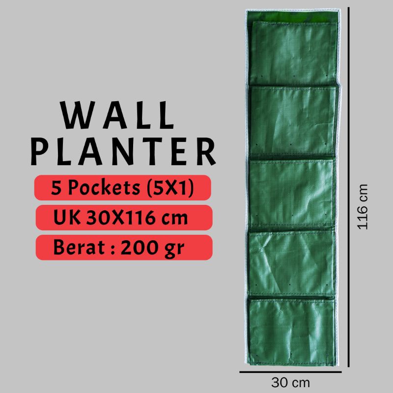 Wall Planter Bag 5 Kantong / Pot Tanaman / Pot Dinding ( vertical )