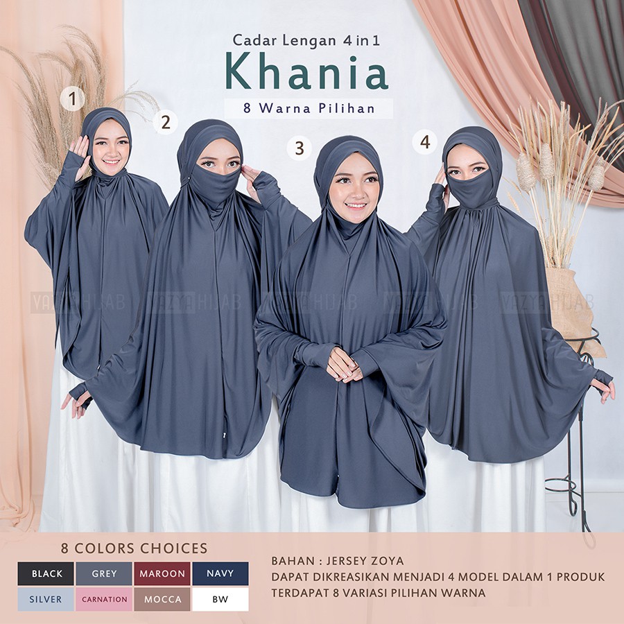 Hijab Khimar Lengan Syari Cadar Niqab Bisa 4 Model Jersey Super Bahan Tebal Edisi 2