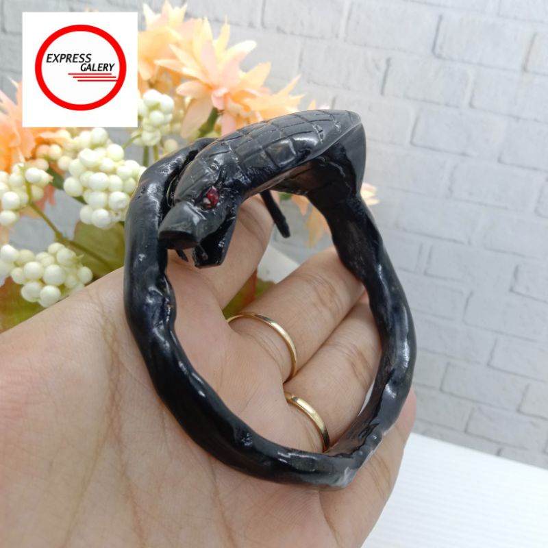 gelang akar bahar hitam asli ukir kobra D522