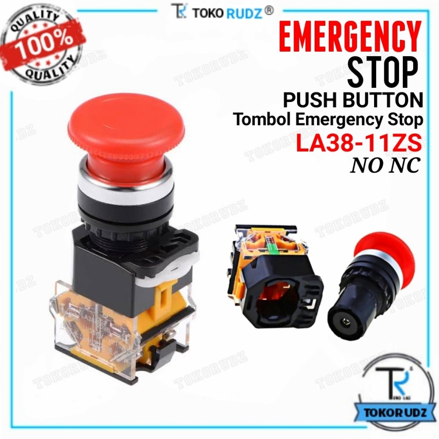 Tombol Darurat Push Button Emergency Stop 22mm 10A Max 660V LA38-11ZS