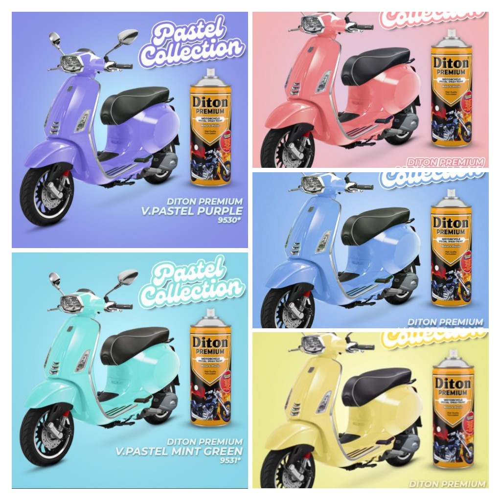 Pilok Pilox Cat Semprot DITON Premium Pastel Collection Pilok Pilox Cat Semprot Warna Pastel (Purple, Mint Green, Yellow, Blue and Pink) 400cc