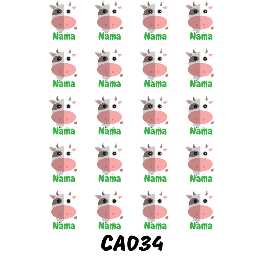 

Sticker Nama Cutting Label Waterproof Tahan Air Cow B (CA034)