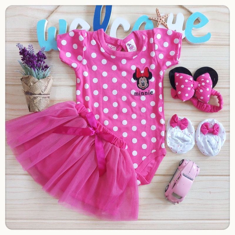 Baju anak bayi perempuan setelan lucu 0 6 bulan bandana set kado bayi
