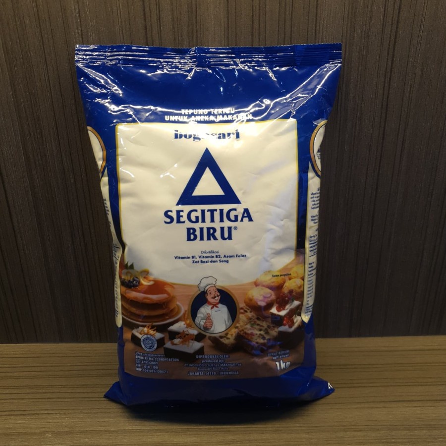 

Tepung Terigu Bogasari Segitiga Biru Premium Quality Kemasan Halal 1Kg