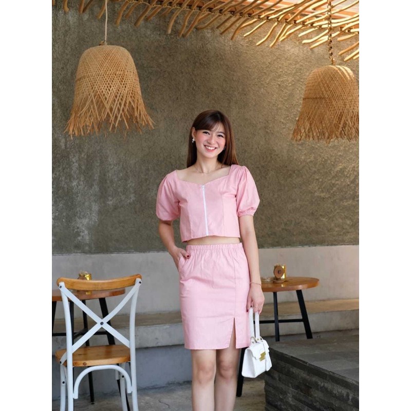 VILI SET atasan dan rok bahan poplin