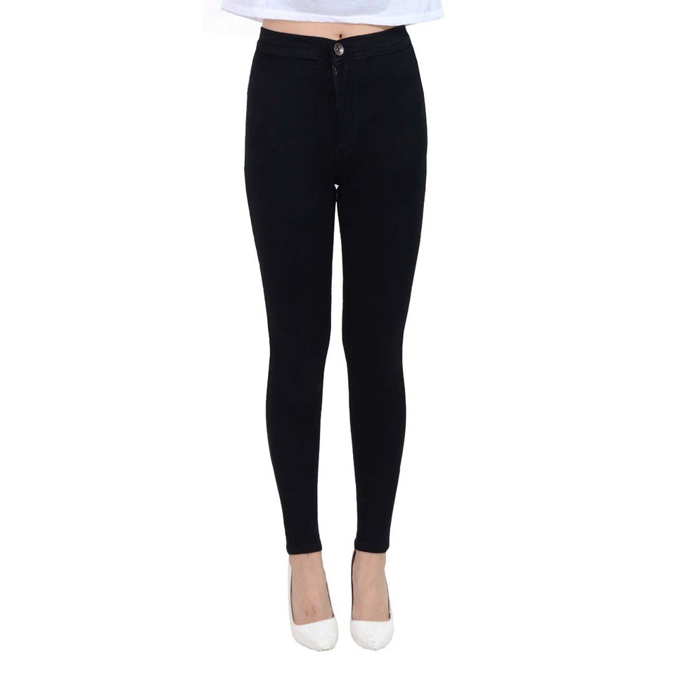 HW Jeans Black Keziya, Celana highwaist jeans high waist