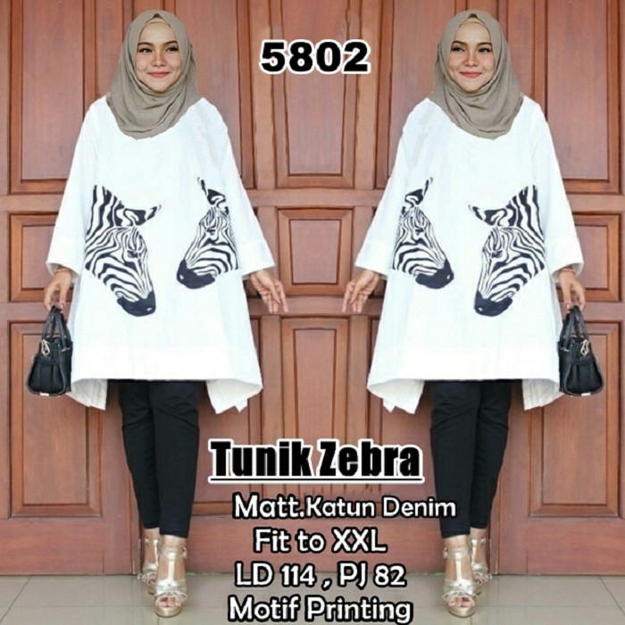 TUNIK ZEBRA [Hijab 0128] SAO Baju Gamis Wanita Terbaru