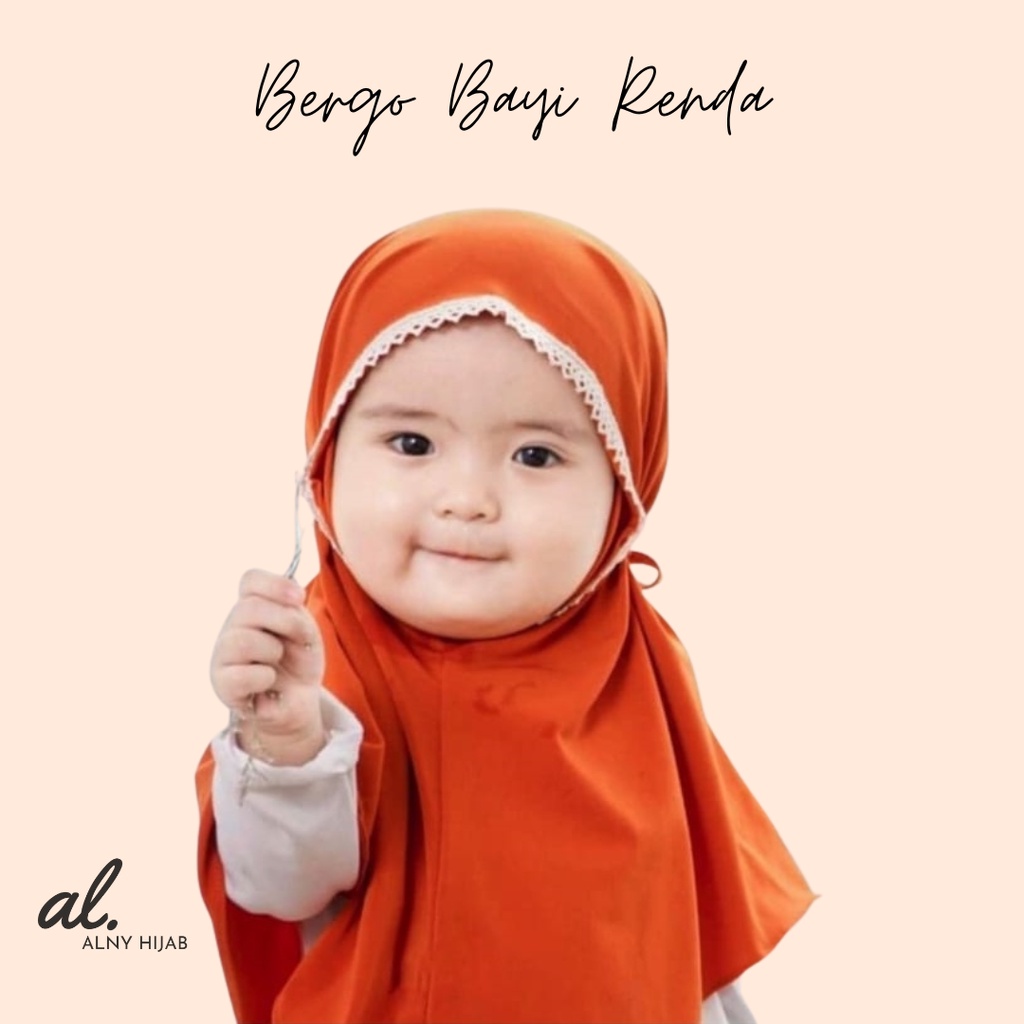 Bergo Bayi Renda kepala Anak Maryam Jilbab Kerudung/anak kids renda kepala 0-1 th